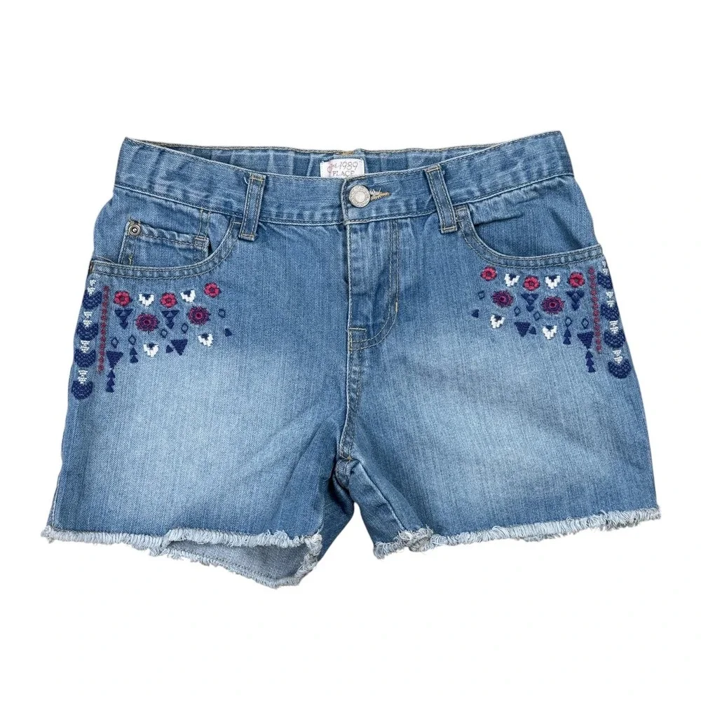 The Children's Place Embroidered Floral Frayed Cutoff Shorts Girls 14